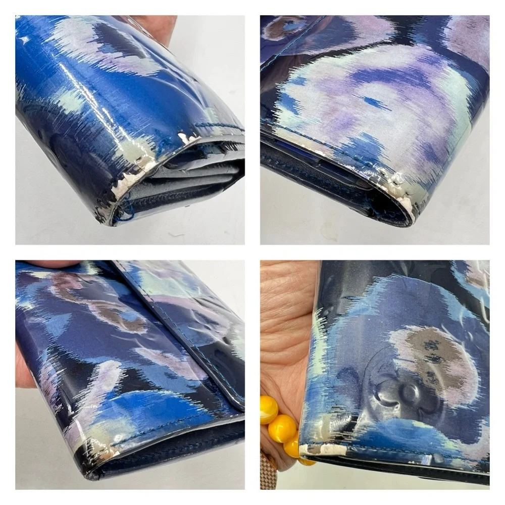 Louis Vuitton Ikat Floral Monogram Vernis Sarah Long Wallet in Grand Bleu